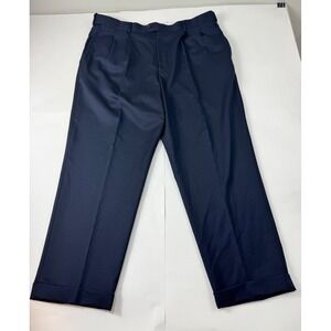 Club Room Men Wool Dress Pants Cuffed Navy Sz 40W 30L